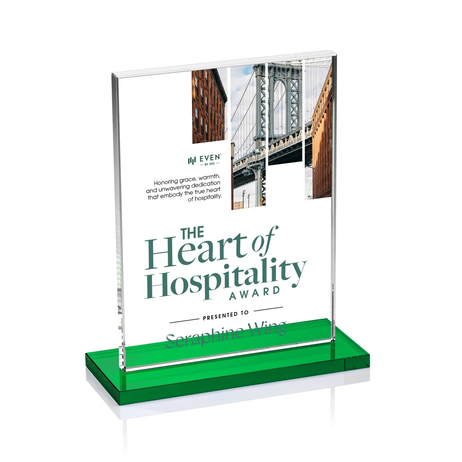 Promotional Jade Crystal Rectangle Award On A Jade Base, Vertical Or Horizontal for corporate award ceremonies