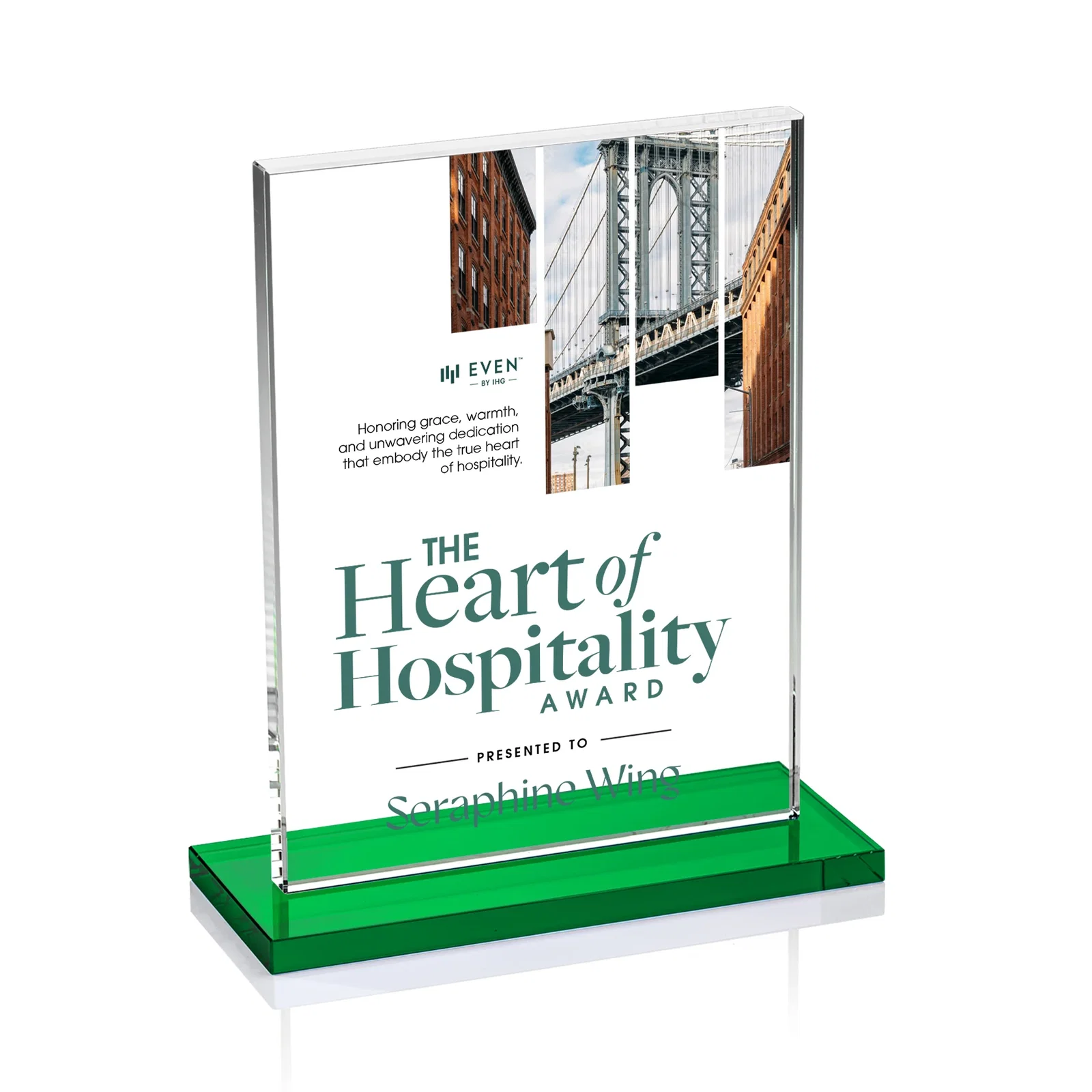 Promotional Jade Crystal Rectangle Award On A Jade Base, Vertical Or Horizontal for service anniversary gifts