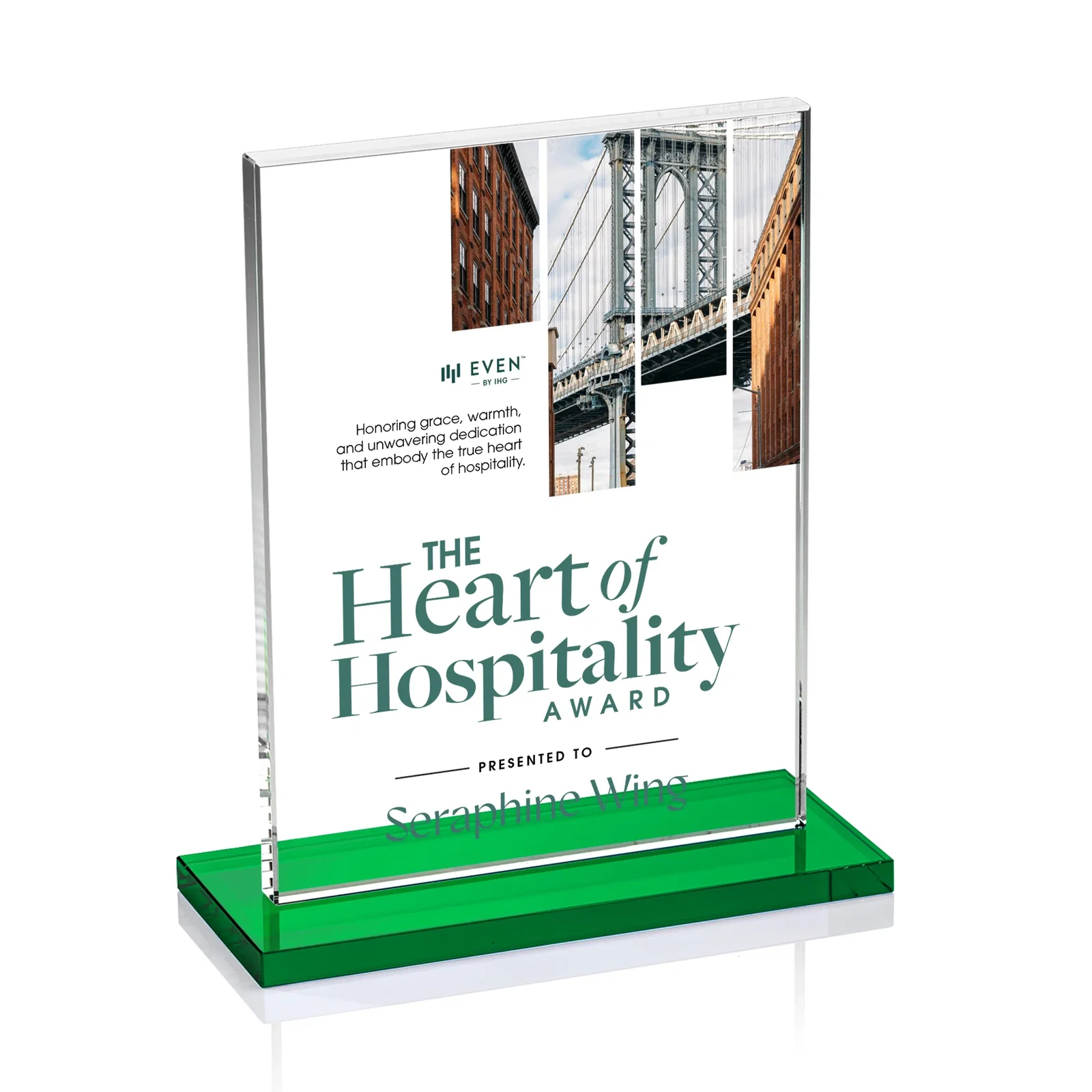 Promotional Jade Crystal Rectangle Award On A Jade Base, Vertical Or Horizontal for sales achievement awards