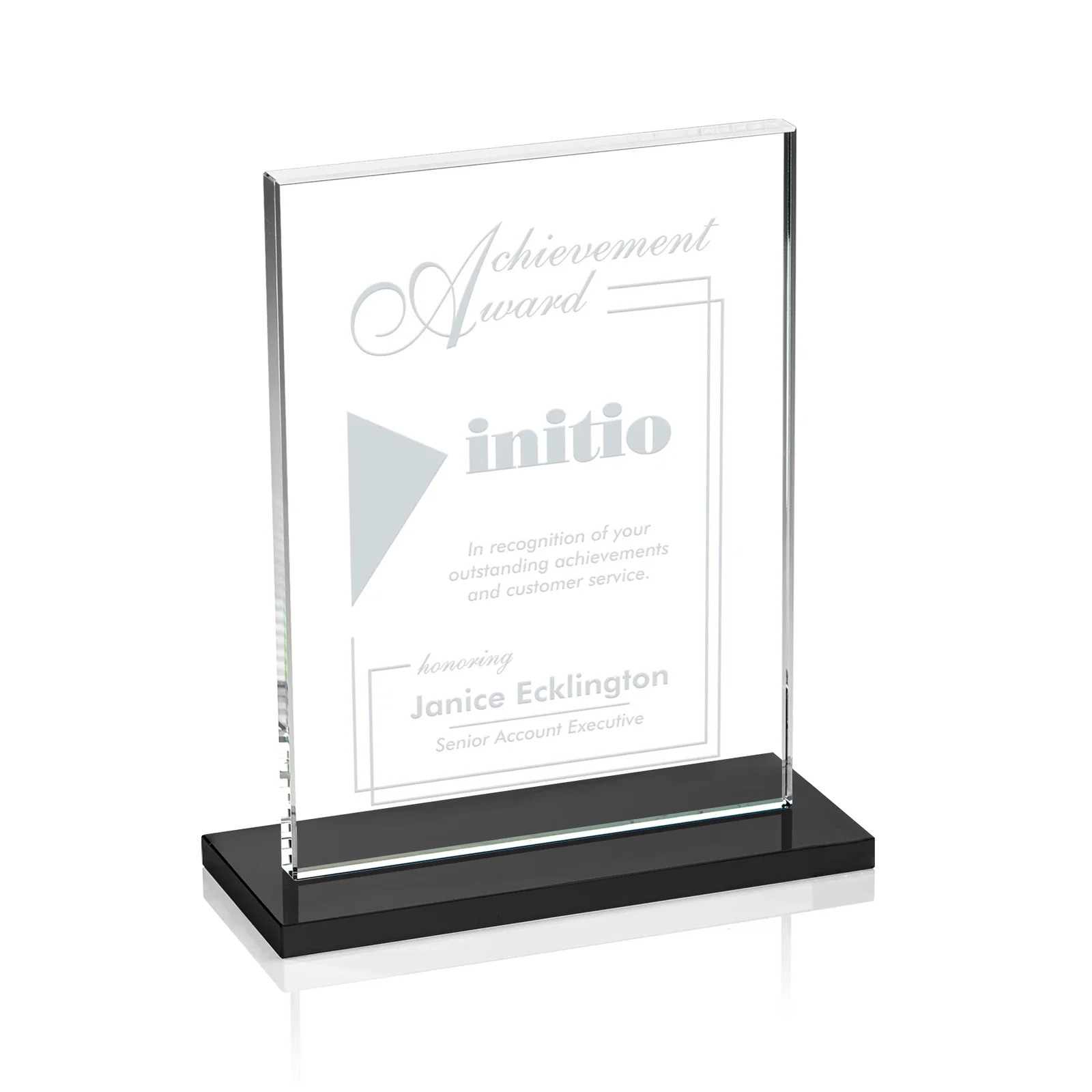 Promotional Jade Crystal Rectangle Award On A Jade Base, Vertical Or Horizontal for donor appreciation
