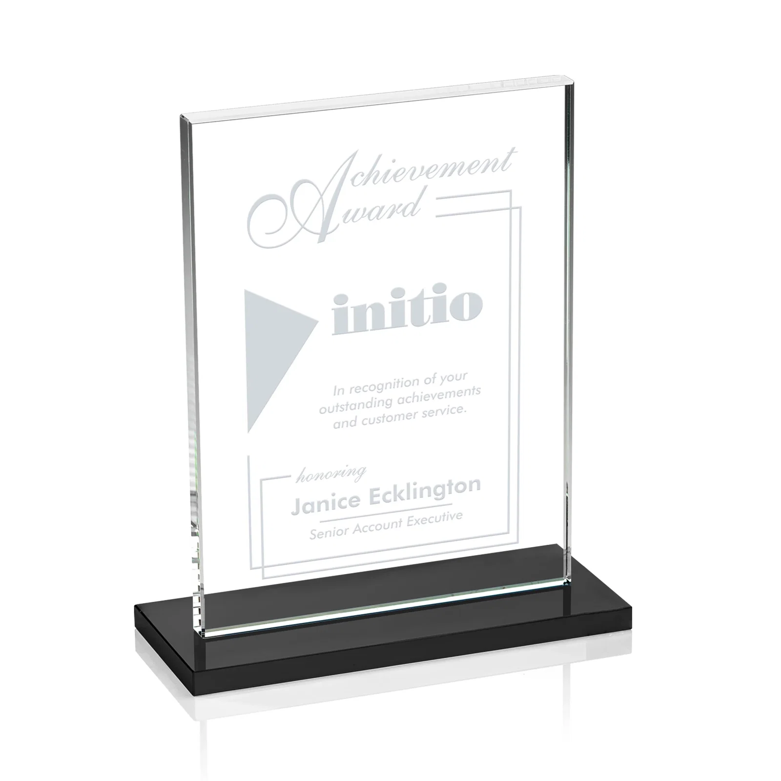 Promotional Jade Crystal Rectangle Award On A Jade Base, Vertical Or Horizontal for graduation ceremonies
