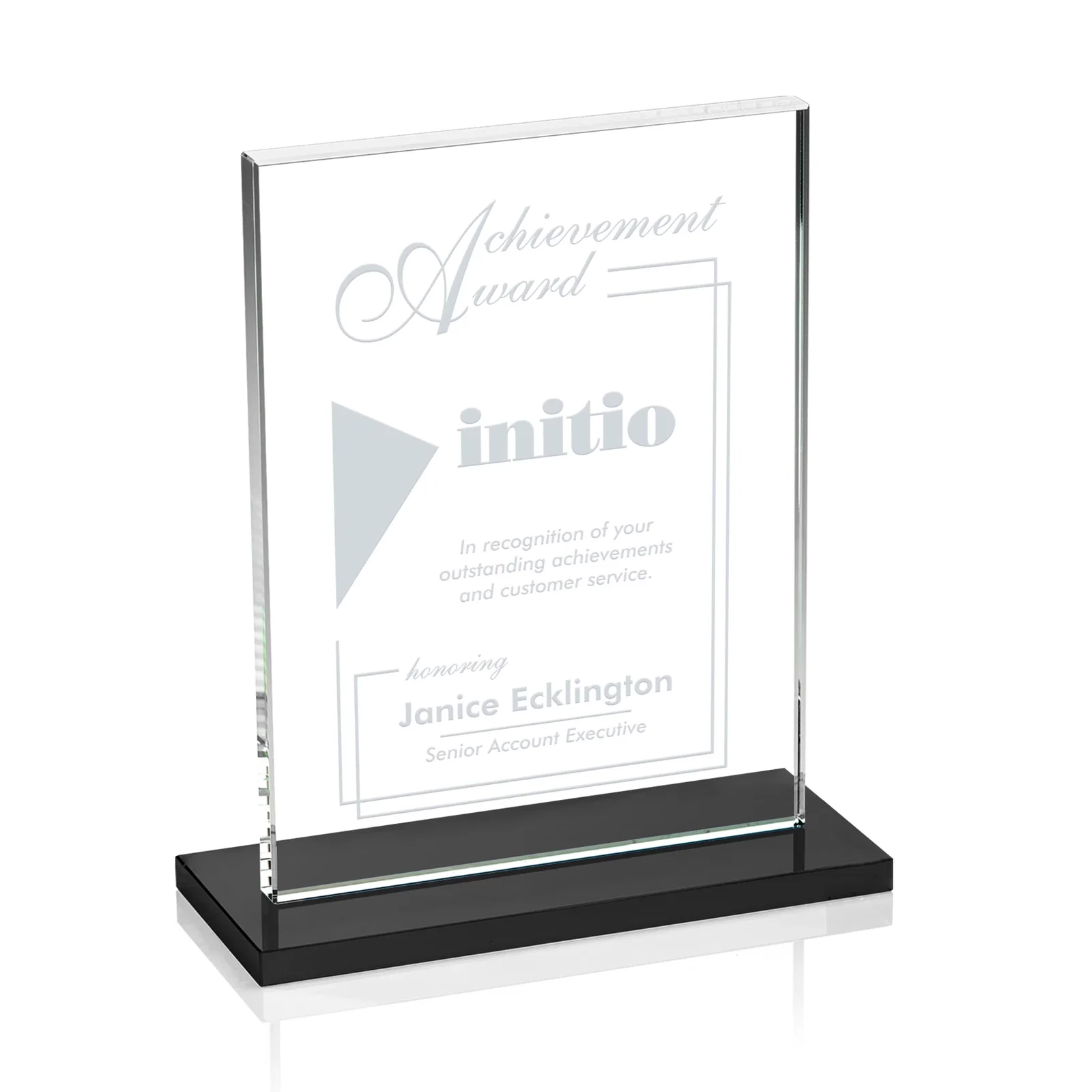 Promotional Jade Crystal Rectangle Award On A Jade Base, Vertical Or Horizontal for safety achievement programs