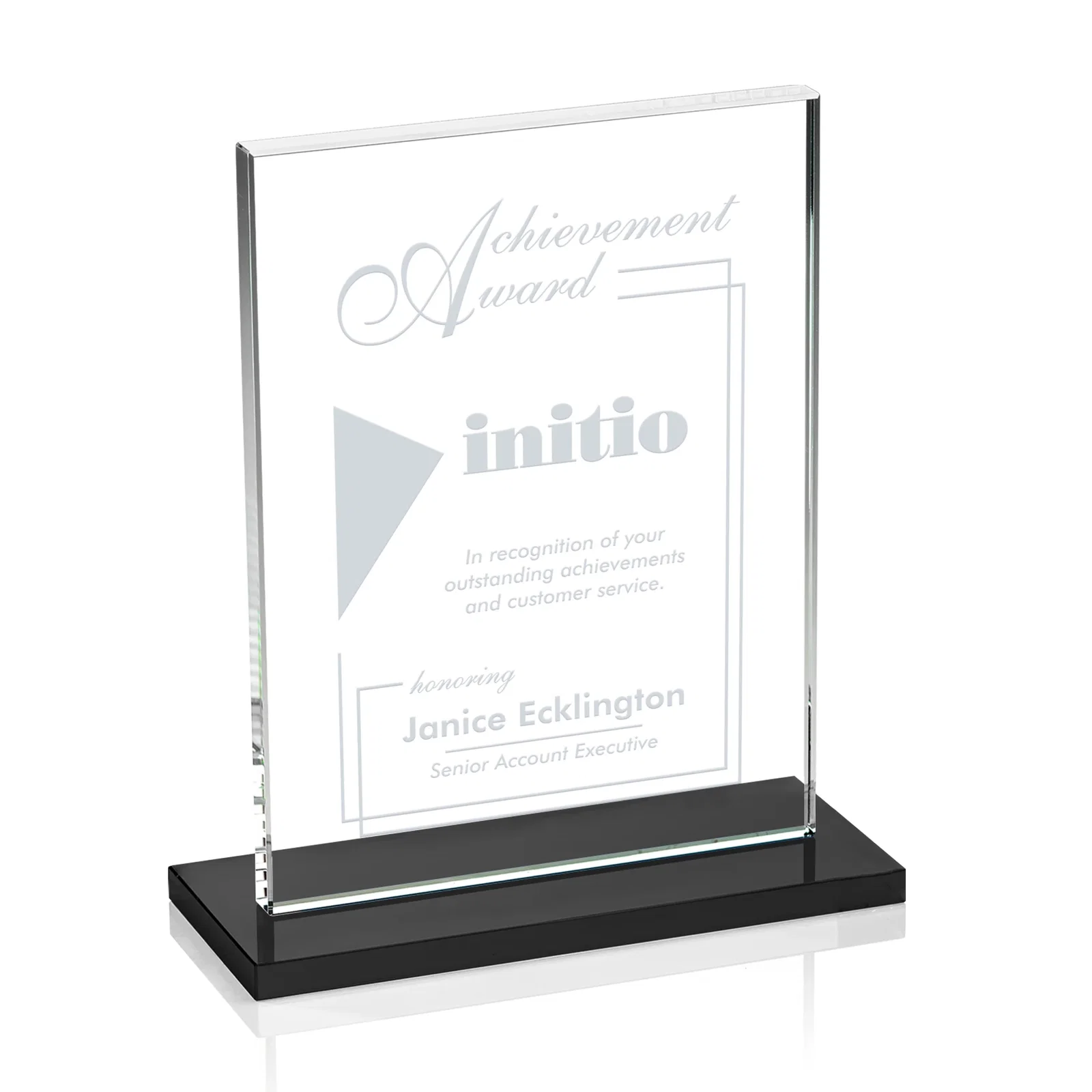 Promotional Jade Crystal Rectangle Award On A Jade Base, Vertical Or Horizontal for volunteer appreciation