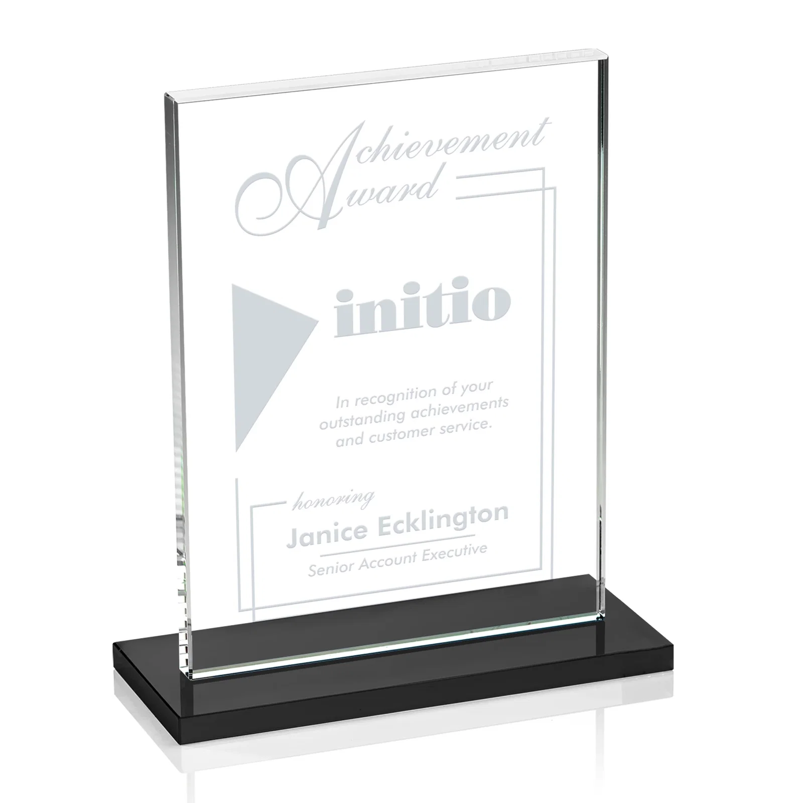 Promotional Jade Crystal Rectangle Award On A Jade Base, Vertical Or Horizontal for dealer and partner awards