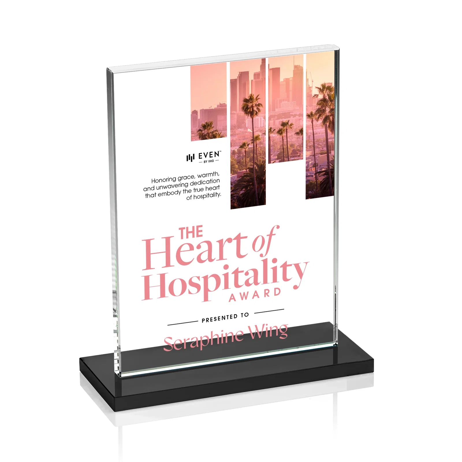 Branded Jade Crystal Rectangle Award On A Jade Base, Vertical Or Horizontal for employee recognition