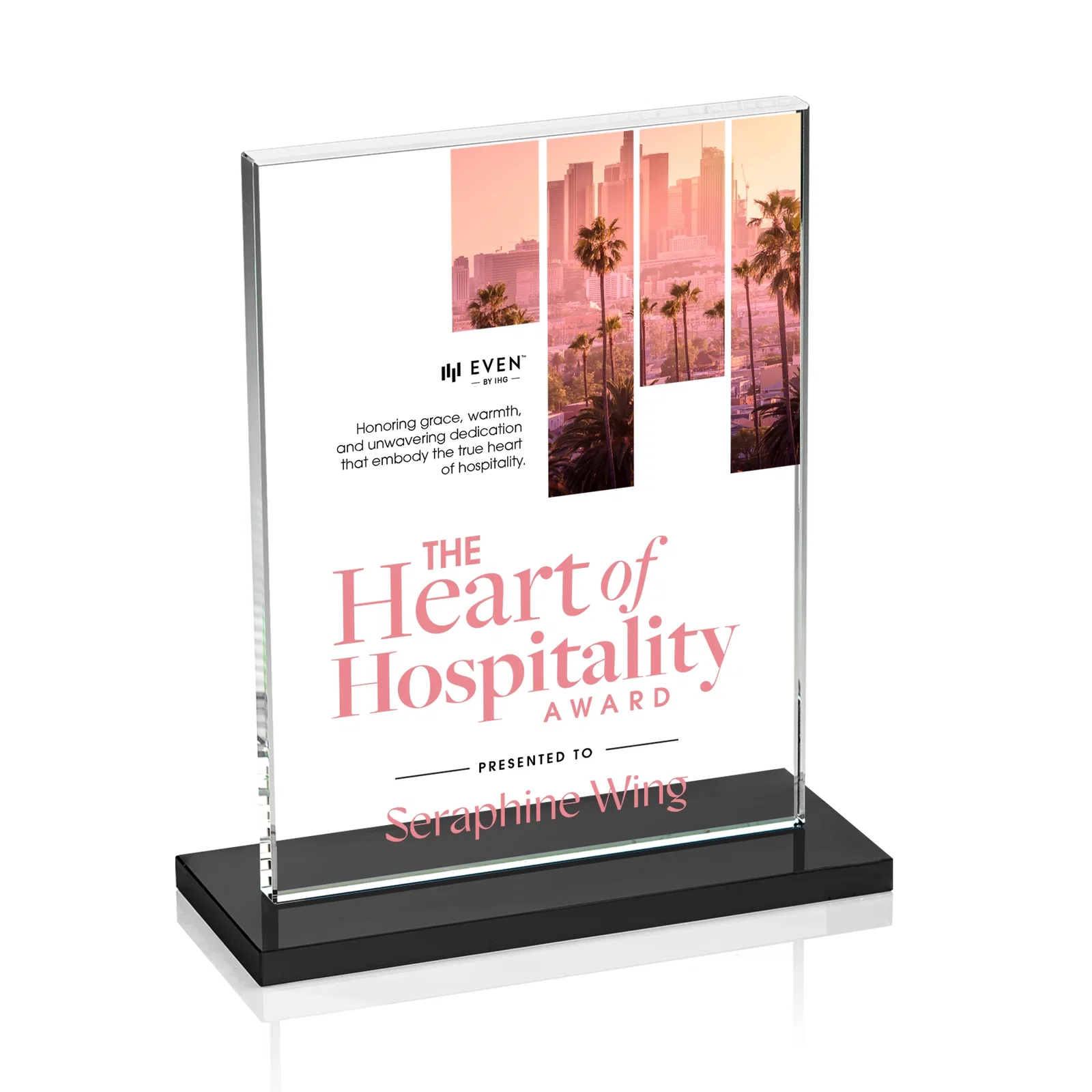 Branded Jade Crystal Rectangle Award On A Jade Base, Vertical Or Horizontal for corporate award ceremonies