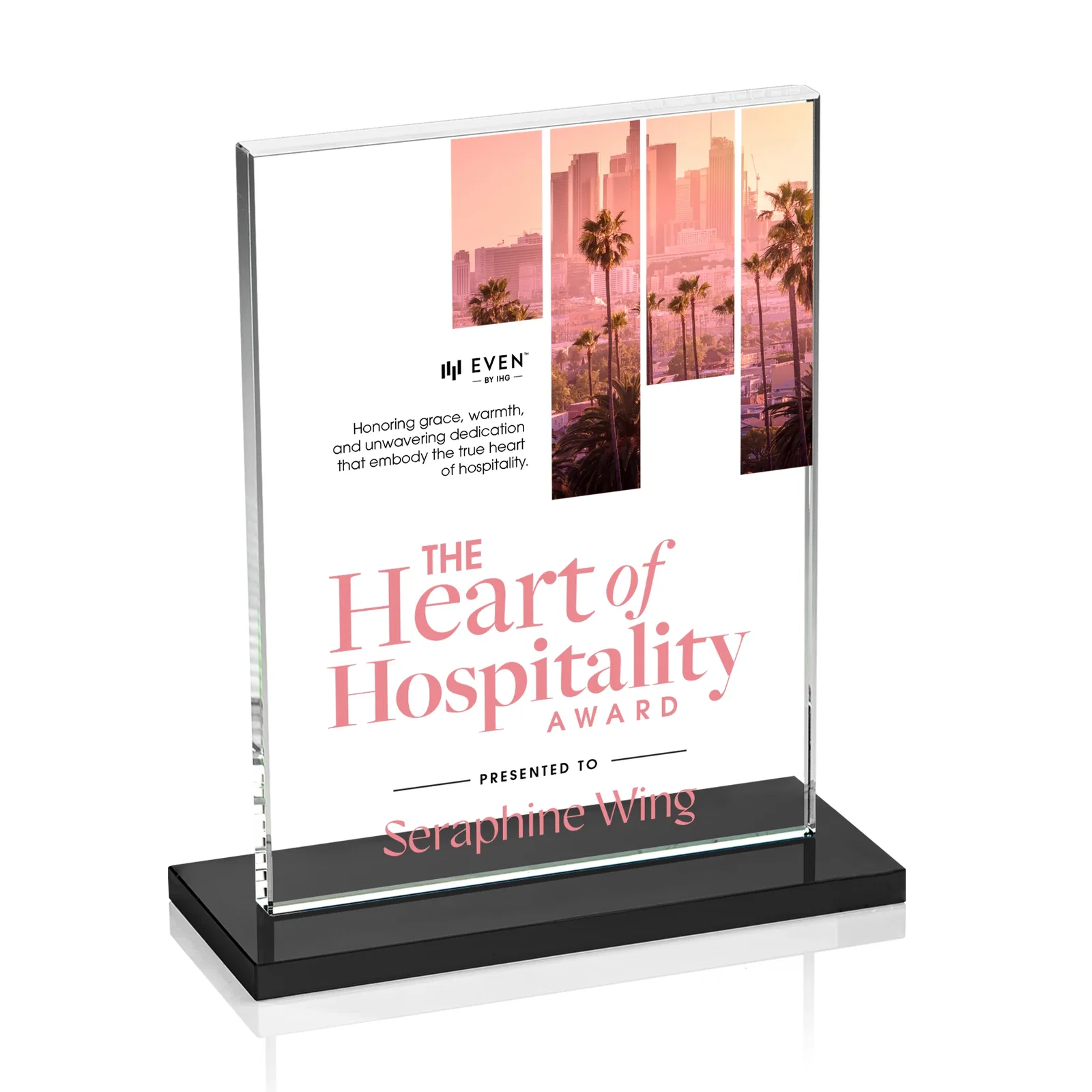 Branded Jade Crystal Rectangle Award On A Jade Base, Vertical Or Horizontal for service anniversary gifts