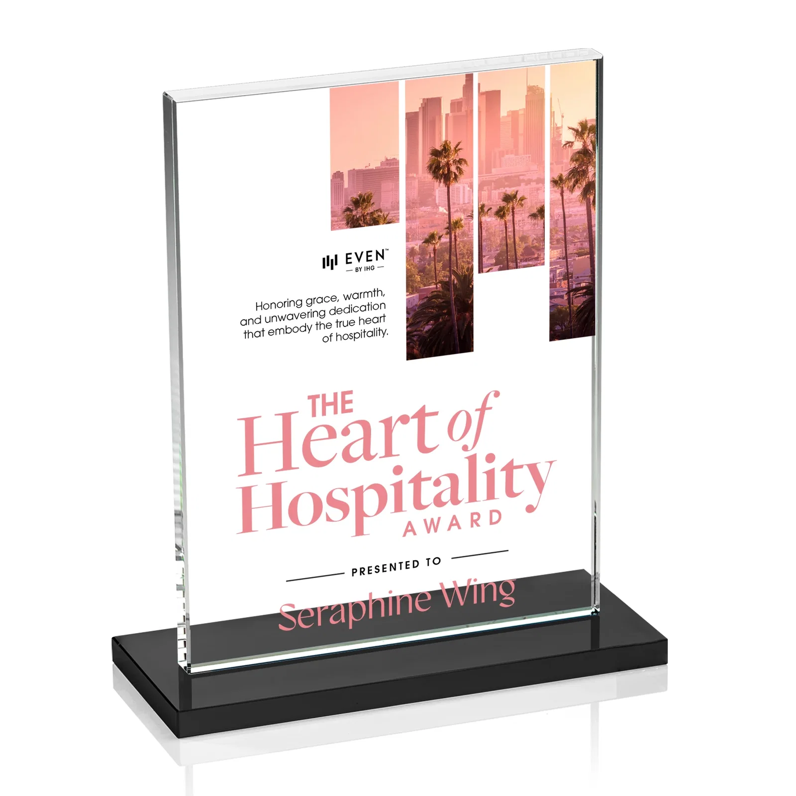 Branded Jade Crystal Rectangle Award On A Jade Base, Vertical Or Horizontal for sales achievement awards