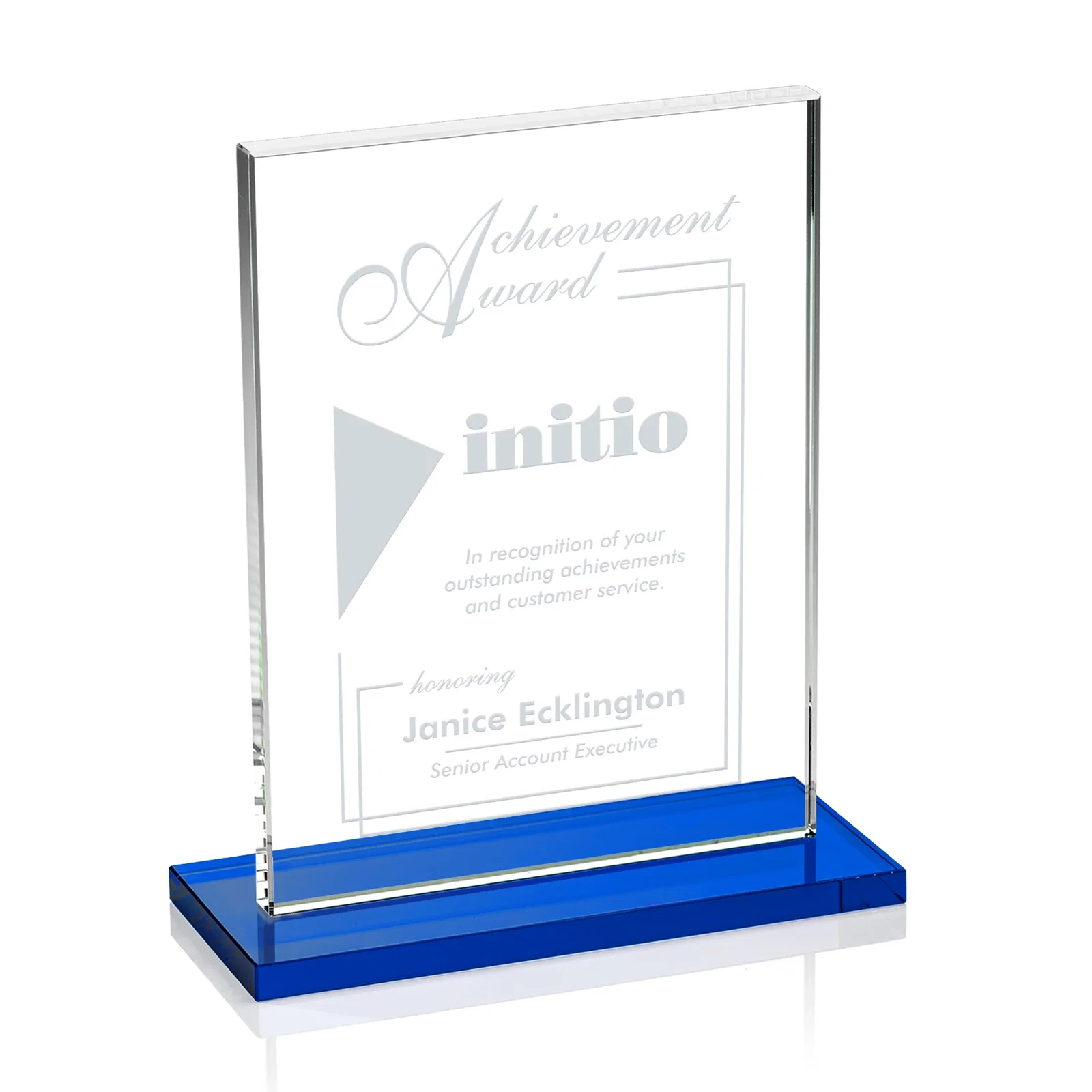Branded Jade Crystal Rectangle Award On A Jade Base, Vertical Or Horizontal for graduation ceremonies