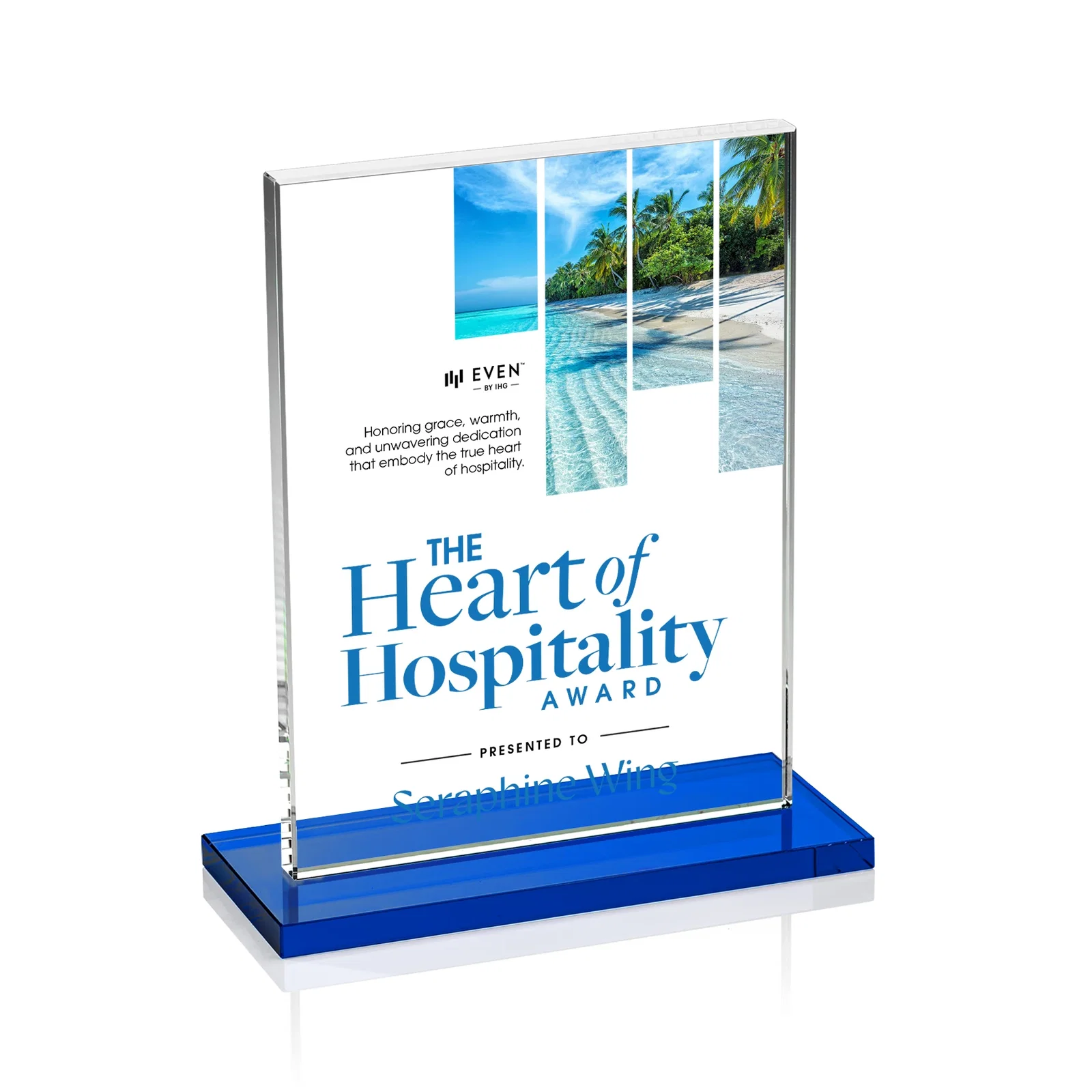 Branded Jade Crystal Rectangle Award On A Jade Base, Vertical Or Horizontal for volunteer appreciation