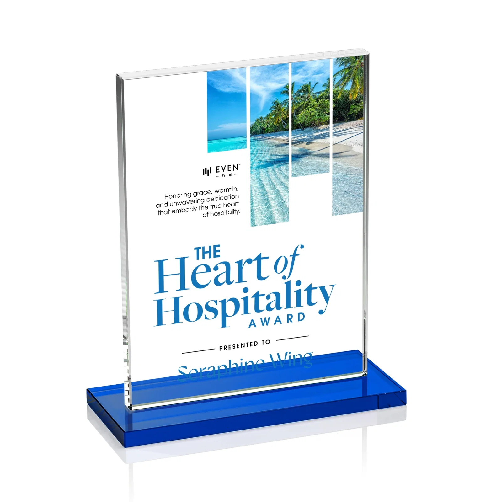 Branded Jade Crystal Rectangle Award On A Jade Base, Vertical Or Horizontal for dealer and partner awards