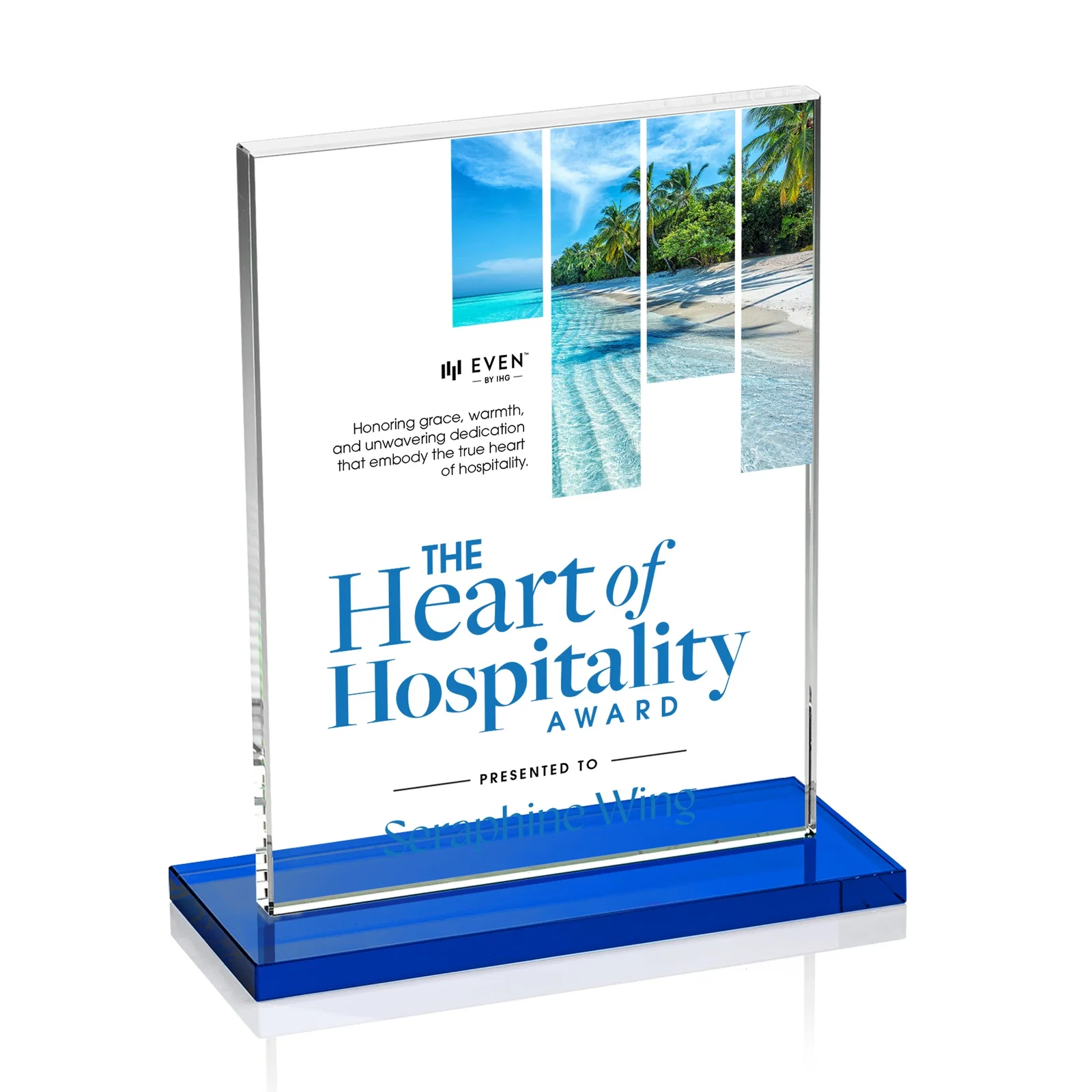 Custom printed Jade Crystal Rectangle Award On A Jade Base, Vertical Or Horizontal for employee recognition