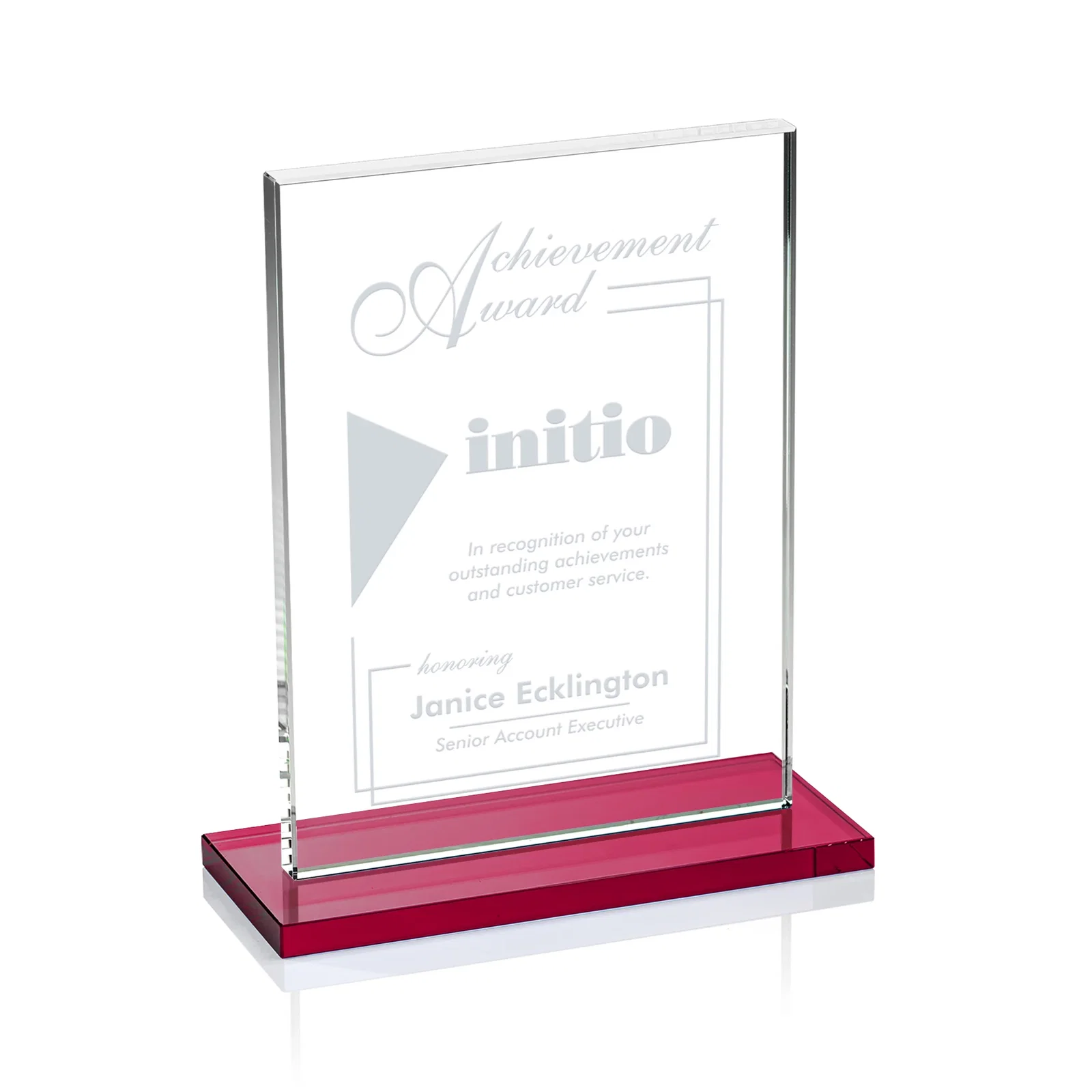 Custom printed Jade Crystal Rectangle Award On A Jade Base, Vertical Or Horizontal for service anniversary gifts