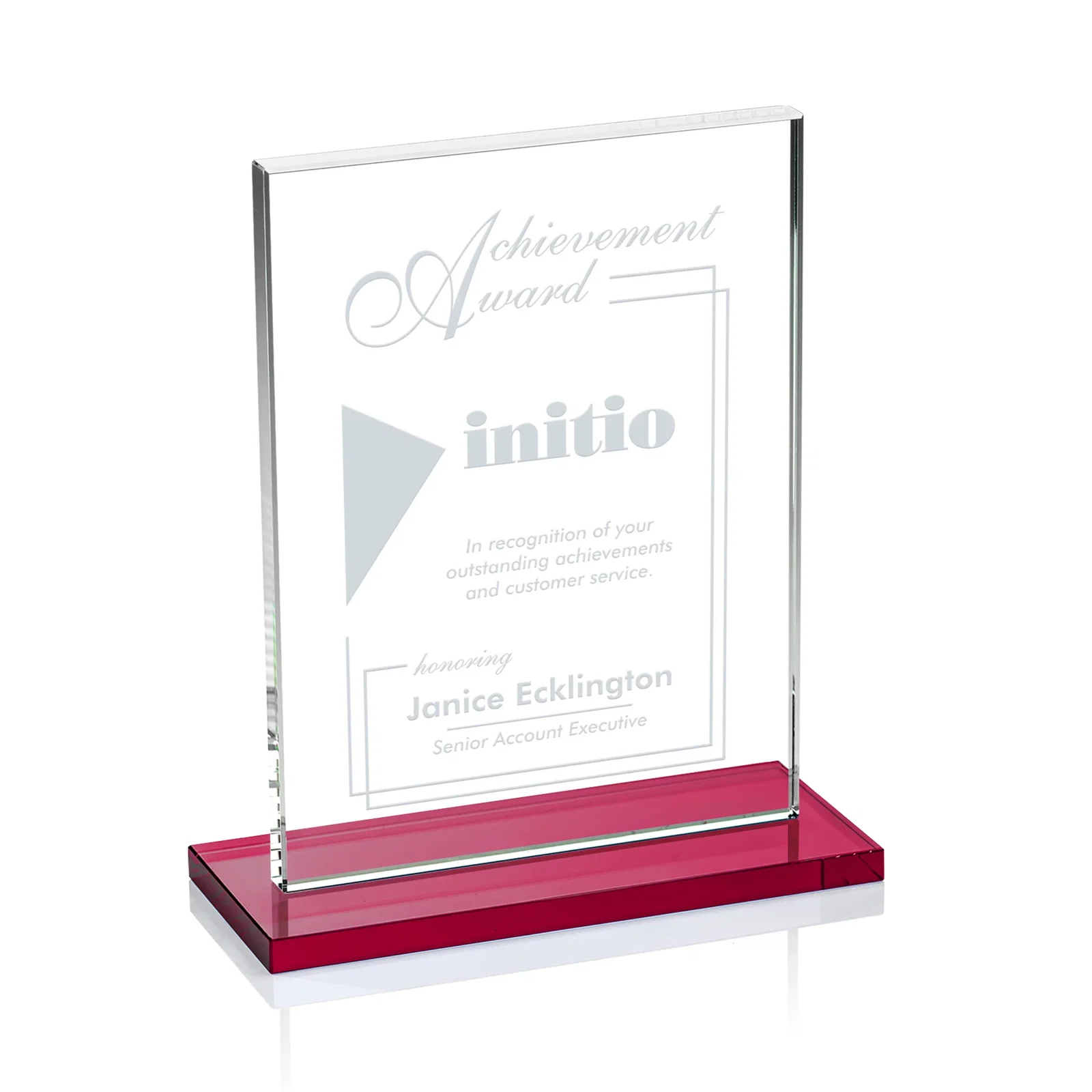 Custom printed Jade Crystal Rectangle Award On A Jade Base, Vertical Or Horizontal for sales achievement awards