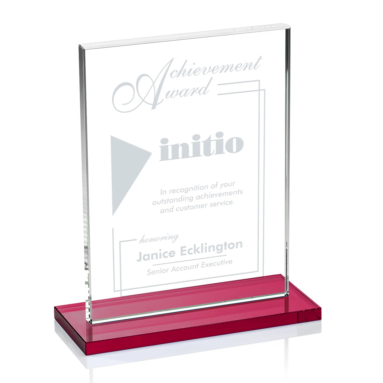 Custom printed Jade Crystal Rectangle Award On A Jade Base, Vertical Or Horizontal for donor appreciation