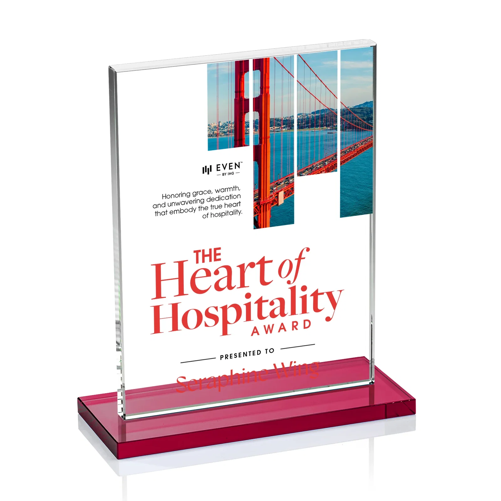 Custom printed Jade Crystal Rectangle Award On A Jade Base, Vertical Or Horizontal for dealer and partner awards