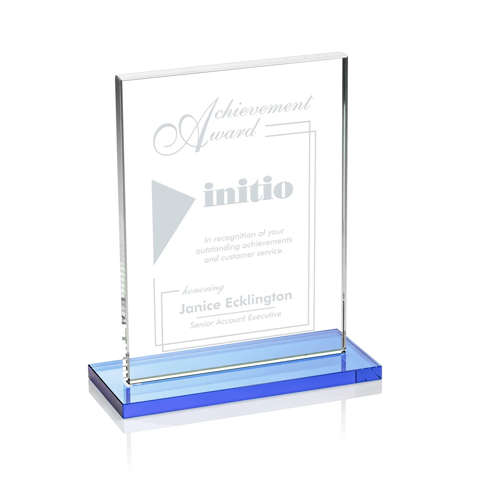 Customized Jade Crystal Rectangle Award On A Jade Base, Vertical Or Horizontal for employee recognition
