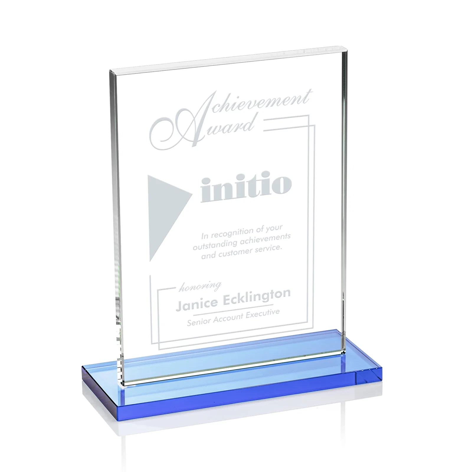 Customized Jade Crystal Rectangle Award On A Jade Base, Vertical Or Horizontal for corporate award ceremonies
