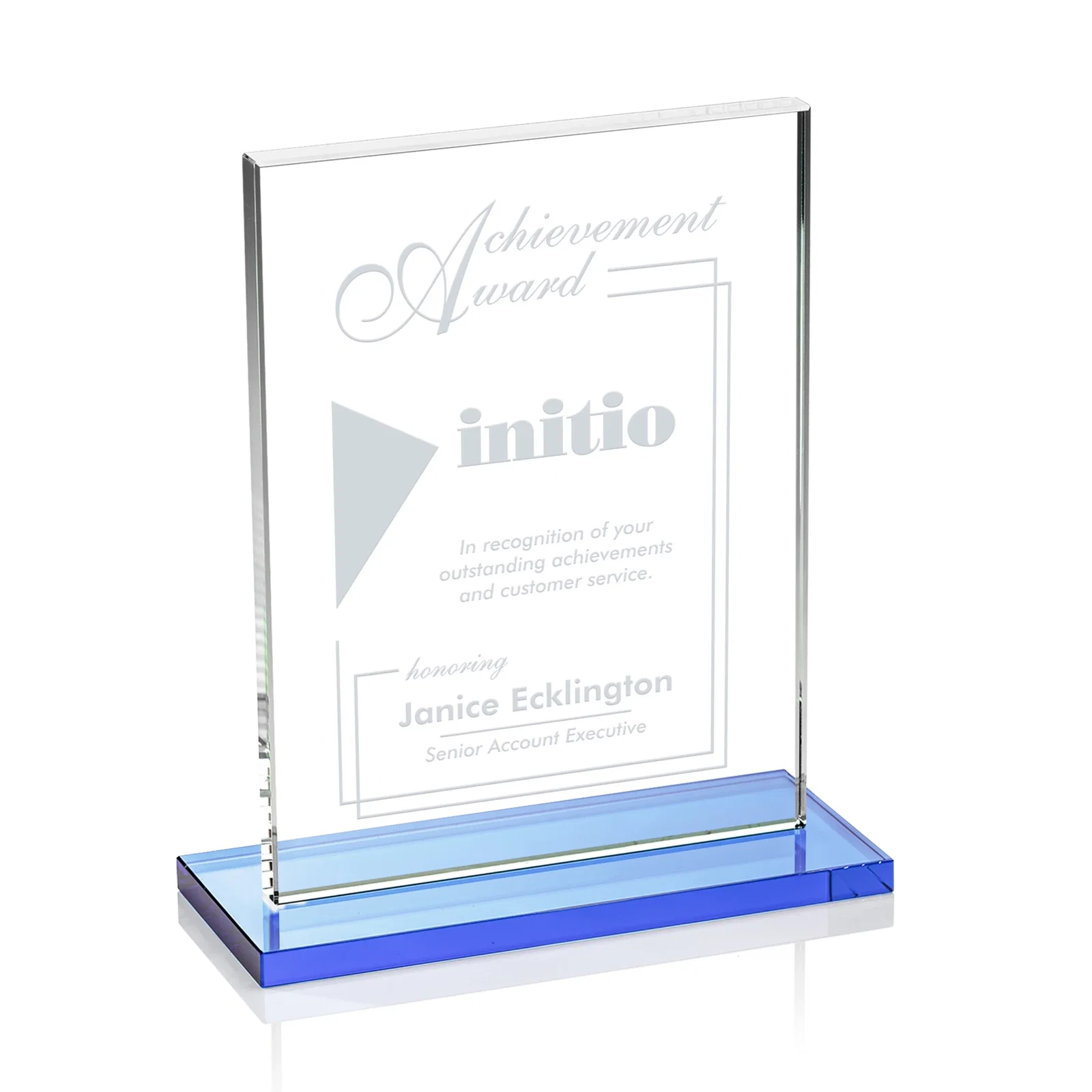 Customized Jade Crystal Rectangle Award On A Jade Base, Vertical Or Horizontal for service anniversary gifts