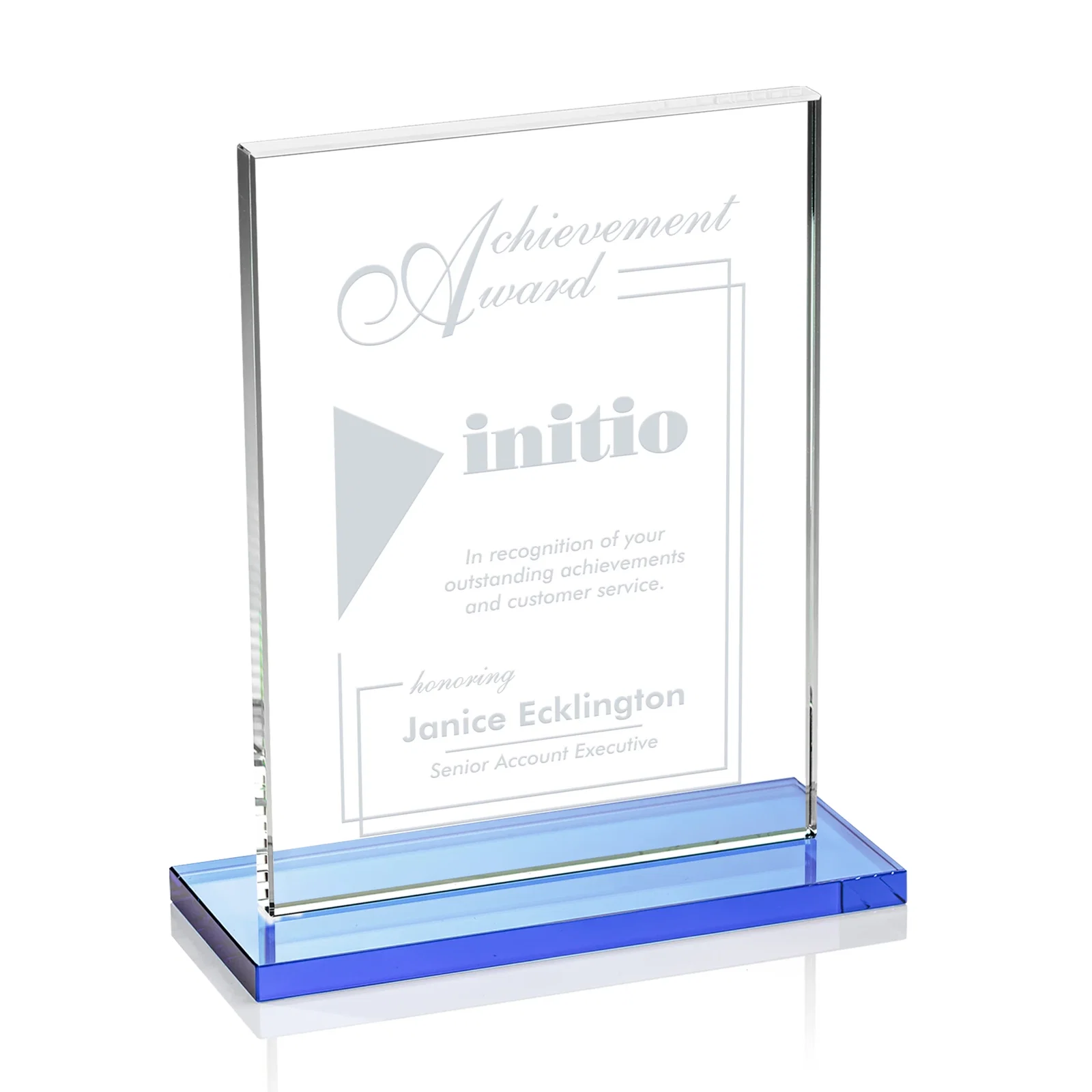 Customized Jade Crystal Rectangle Award On A Jade Base, Vertical Or Horizontal for sales achievement awards