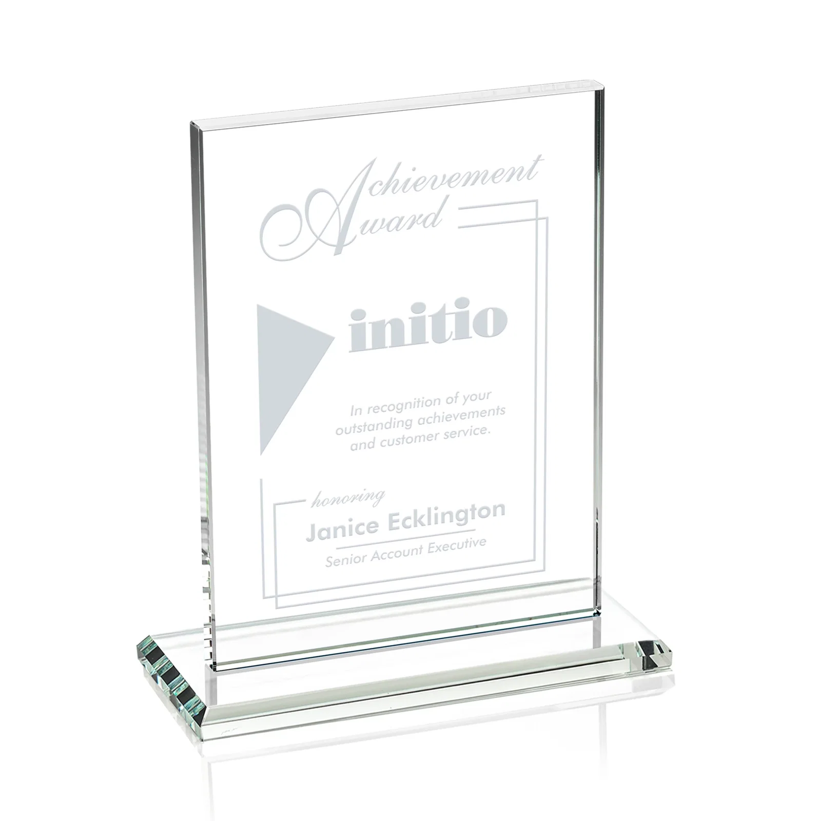 Custom Jade Crystal Rectangle Award On A Jade Base, Vertical Or Horizontal for donor appreciation