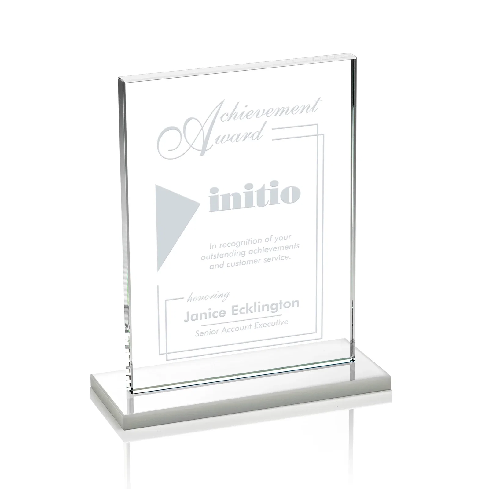 Customized Jade Crystal Rectangle Award On A Jade Base, Vertical Or Horizontal for dealer and partner awards