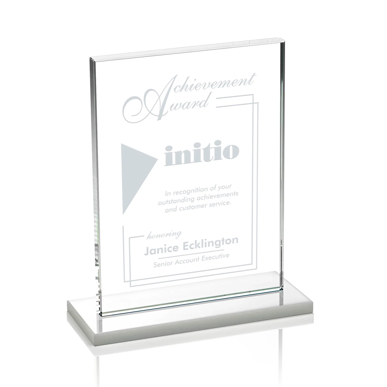 Customized Jade Crystal Rectangle Award On A Jade Base, Vertical Or Horizontal for company anniversary events