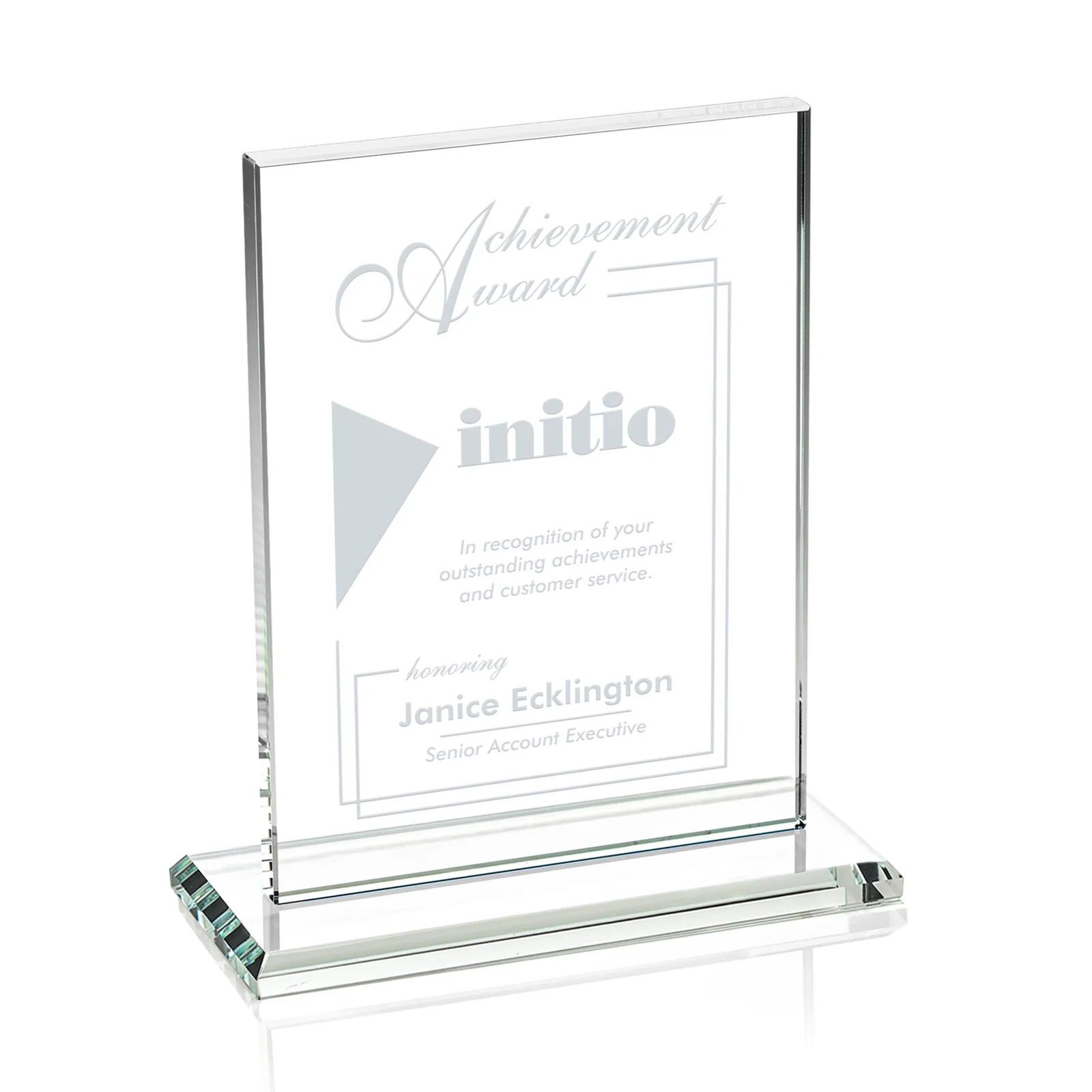 Custom Jade Crystal Rectangle Award On A Jade Base, Vertical Or Horizontal for graduation ceremonies