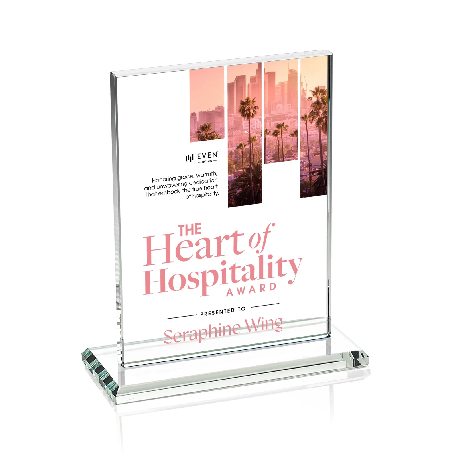 Custom engraved Jade Crystal Rectangle Award On A Jade Base, Vertical Or Horizontal for safety achievement programs
