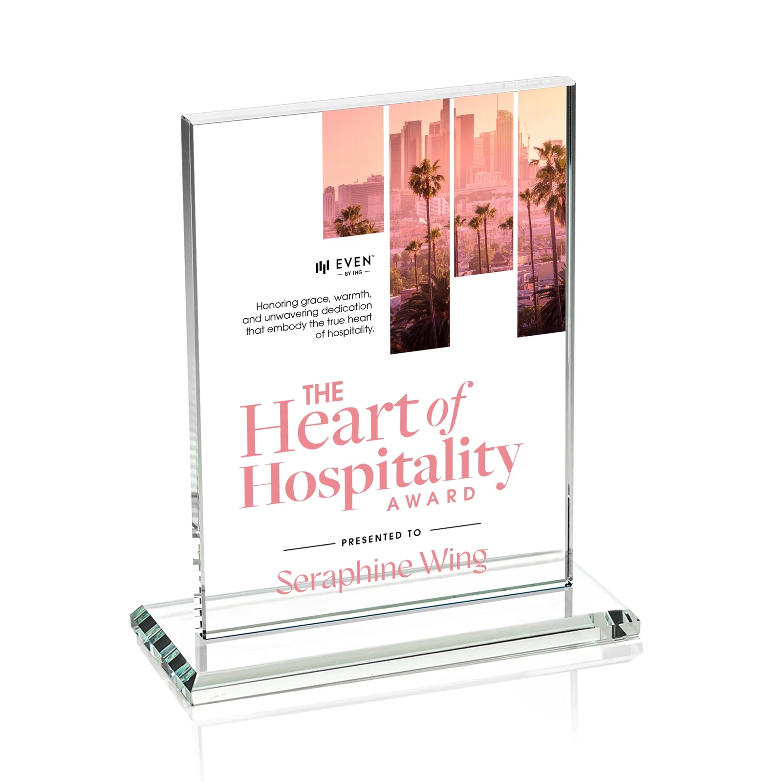Custom engraved Jade Crystal Rectangle Award On A Jade Base, Vertical Or Horizontal for volunteer appreciation