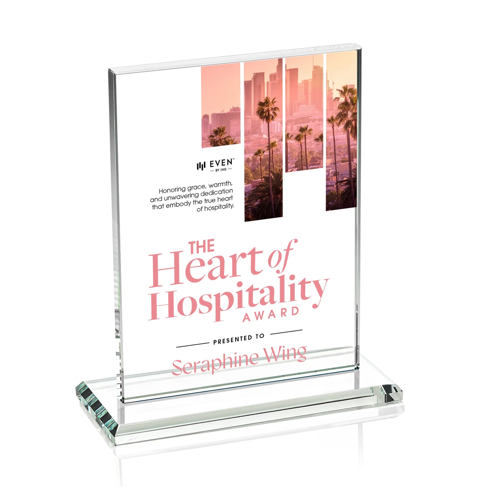 Custom engraved Jade Crystal Rectangle Award On A Jade Base, Vertical Or Horizontal for dealer and partner awards