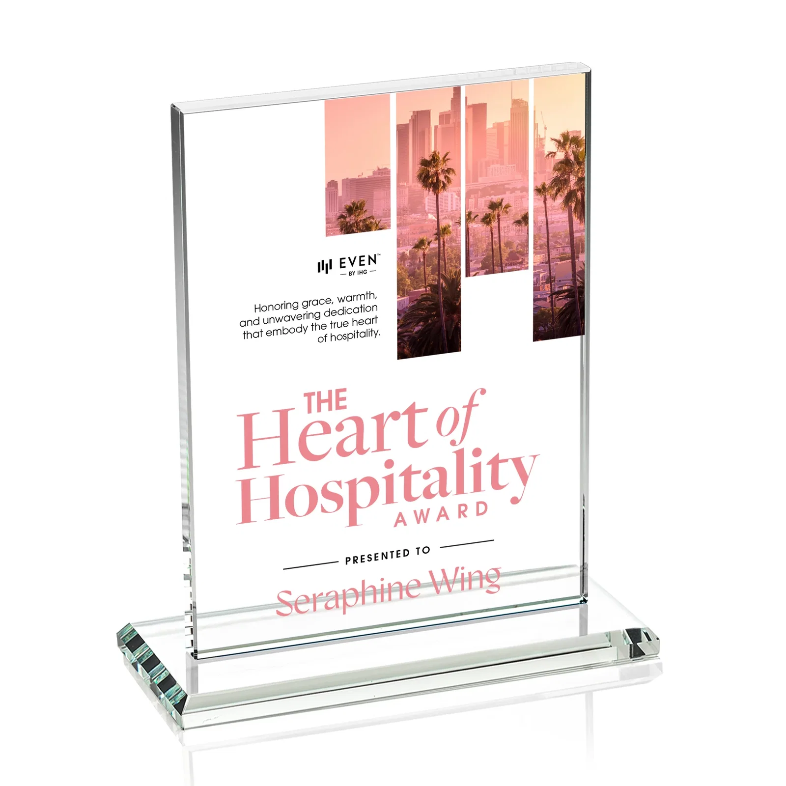 Custom engraved Jade Crystal Rectangle Award On A Jade Base, Vertical Or Horizontal for company anniversary events