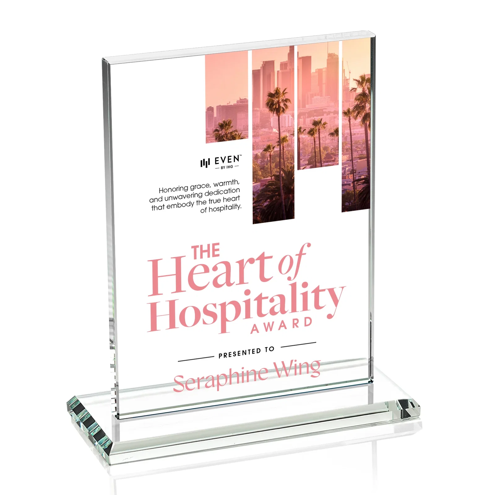 Custom Jade Crystal Rectangle Award On A Jade Base, Vertical Or Horizontal, with your logo for employee recognition