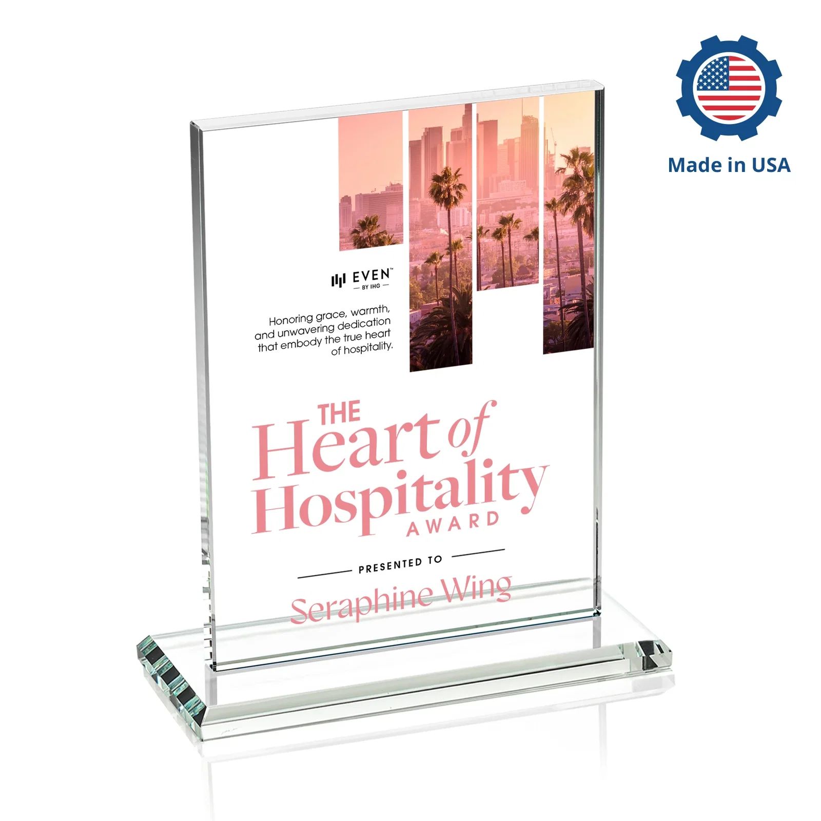 Custom Jade Crystal Rectangle Award On A Jade Base, Vertical Or Horizontal, with your logo for graduation ceremonies