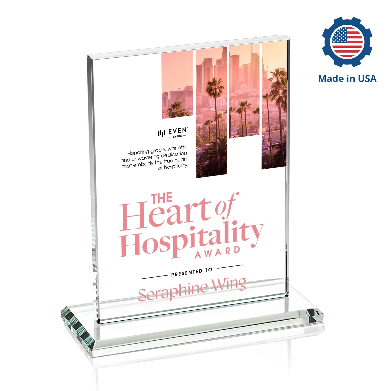 Custom Jade Crystal Rectangle Award On A Jade Base, Vertical Or Horizontal, with your logo for safety achievement programs