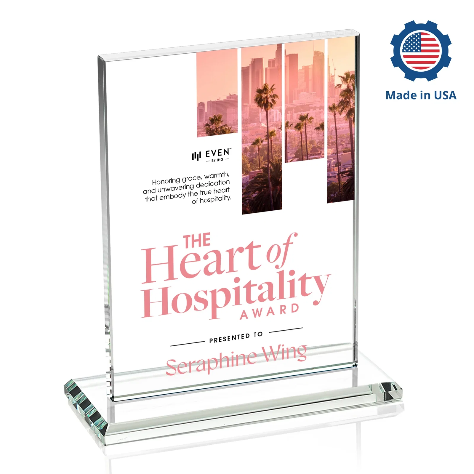 Custom Jade Crystal Rectangle Award On A Jade Base, Vertical Or Horizontal, with your logo for dealer and partner awards