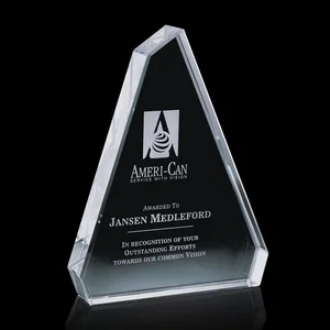 Optical Crystal Arrowhead Award with Angled Etch Faces