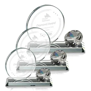 Starfire Crystal Disc Award With Gemstone Diamond Accent