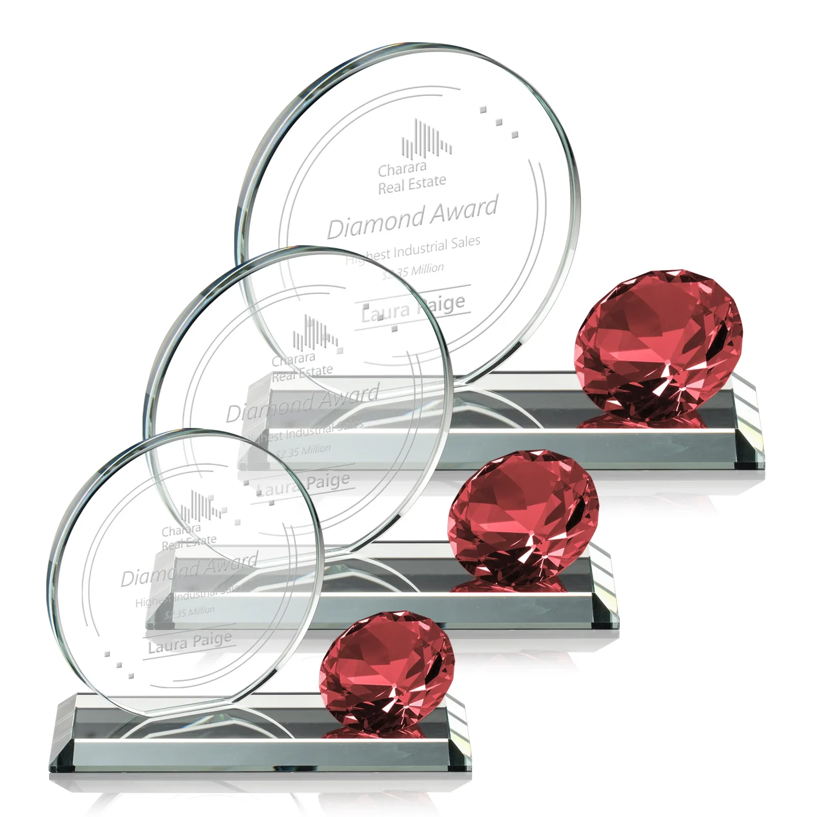 Personalized Starfire Crystal Disc Award With Gemstone Diamond Accent for employee recognition
