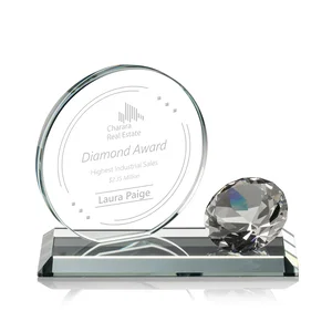 Starfire Crystal Disc Award With Gemstone Diamond Accent