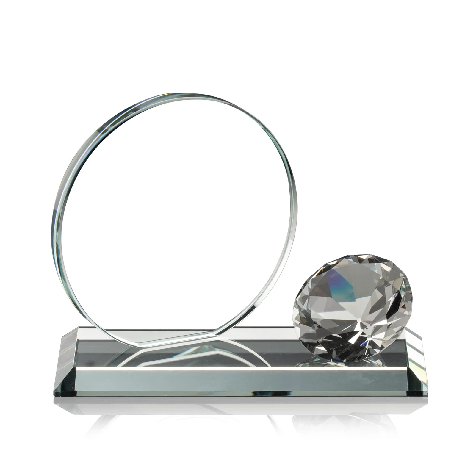 Personalized Starfire Crystal Disc Award With Gemstone Diamond Accent for safety achievement programs