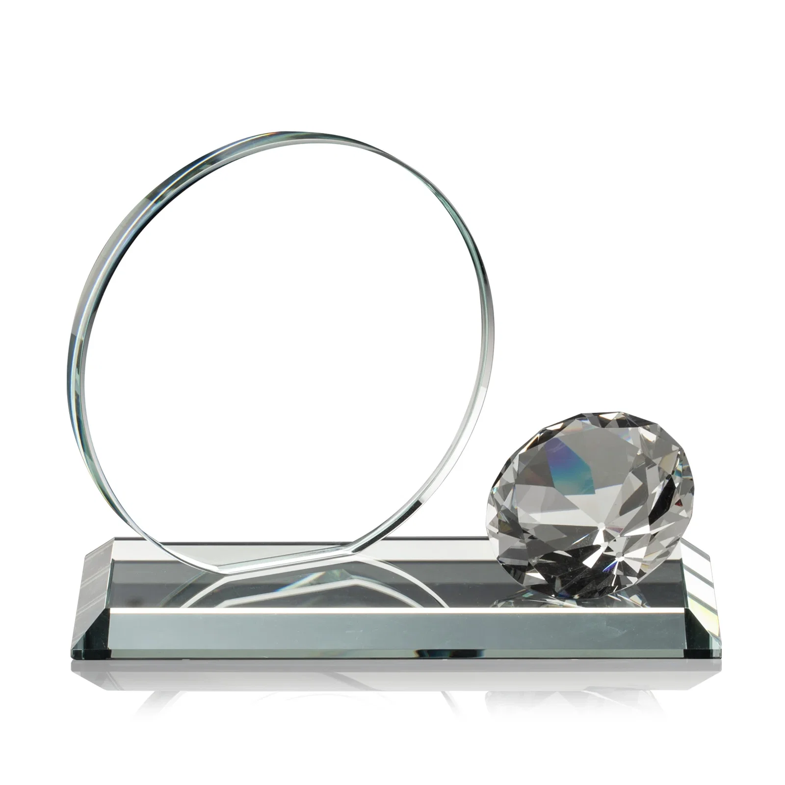 Personalized Starfire Crystal Disc Award With Gemstone Diamond Accent for volunteer appreciation