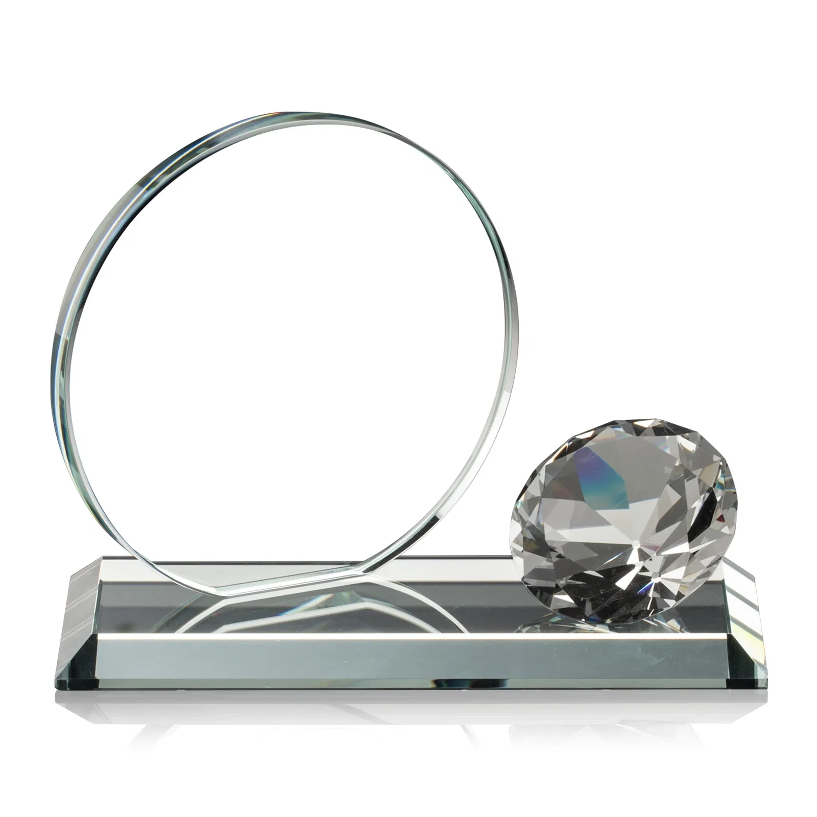 Personalized Starfire Crystal Disc Award With Gemstone Diamond Accent for dealer and partner awards