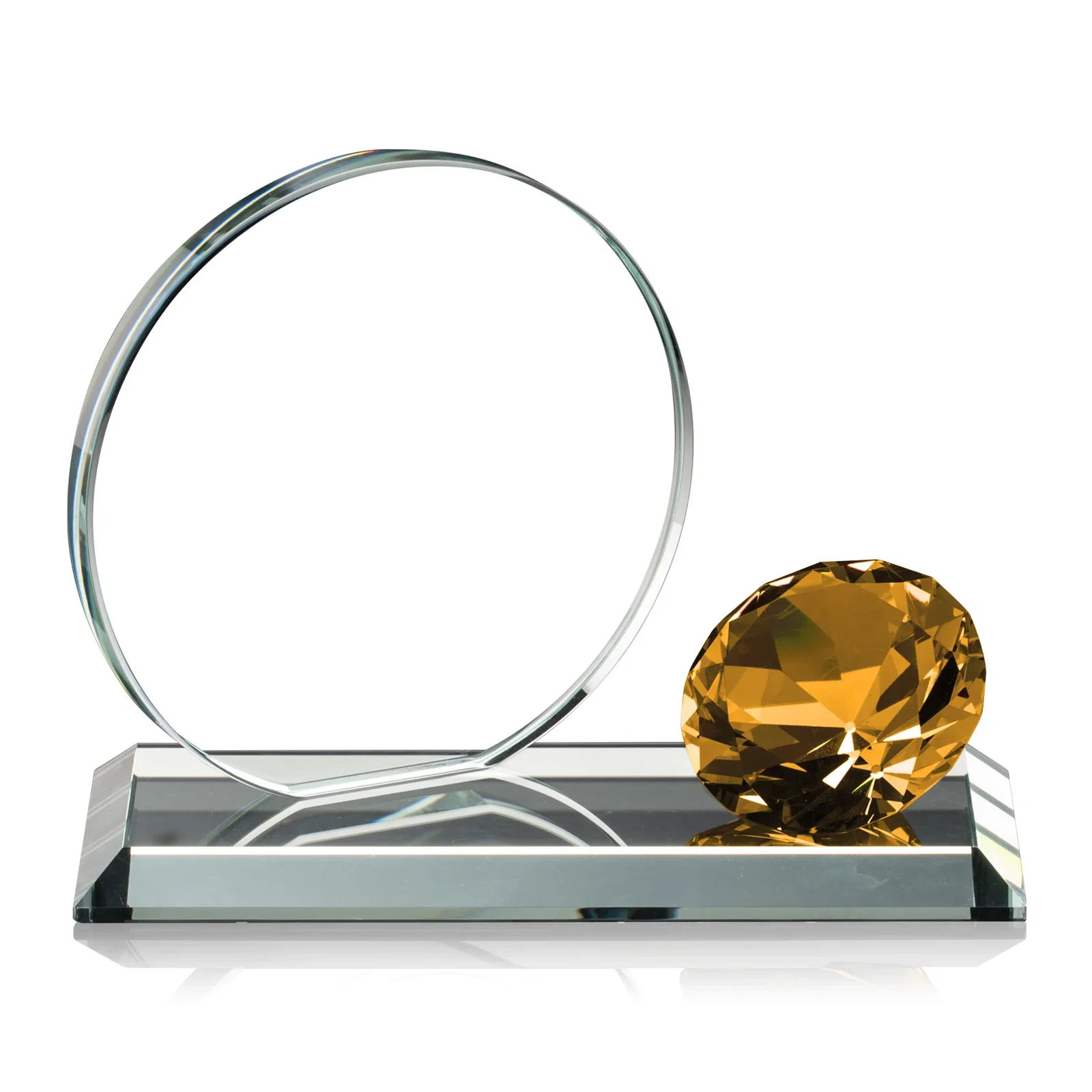 Promotional Starfire Crystal Disc Award With Gemstone Diamond Accent for corporate award ceremonies