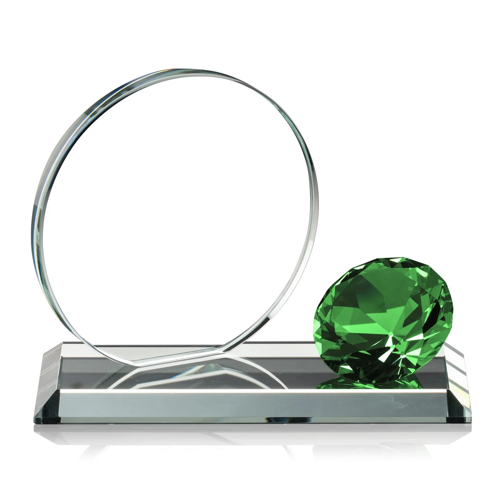 Promotional Starfire Crystal Disc Award With Gemstone Diamond Accent for retirement presentations