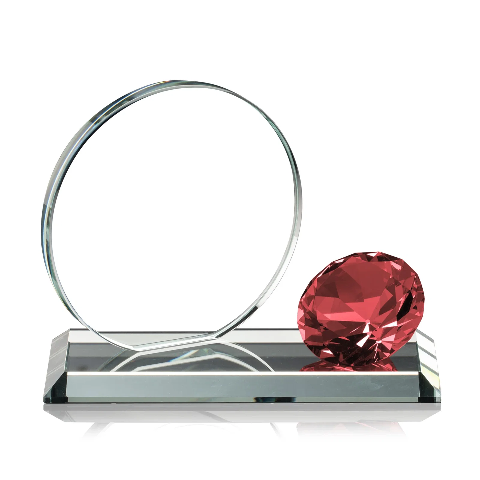 Promotional Starfire Crystal Disc Award With Gemstone Diamond Accent for donor appreciation