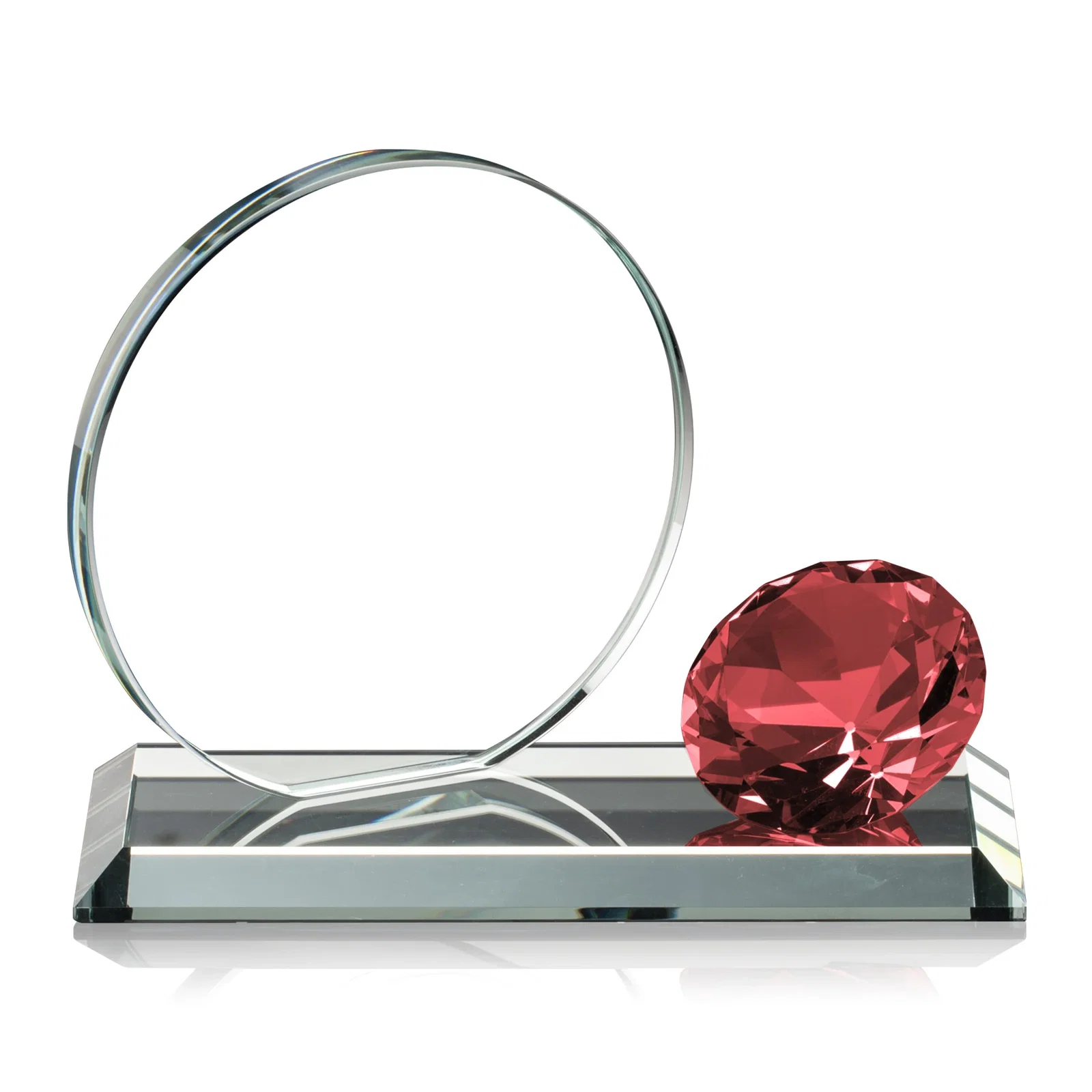 Promotional Starfire Crystal Disc Award With Gemstone Diamond Accent for graduation ceremonies