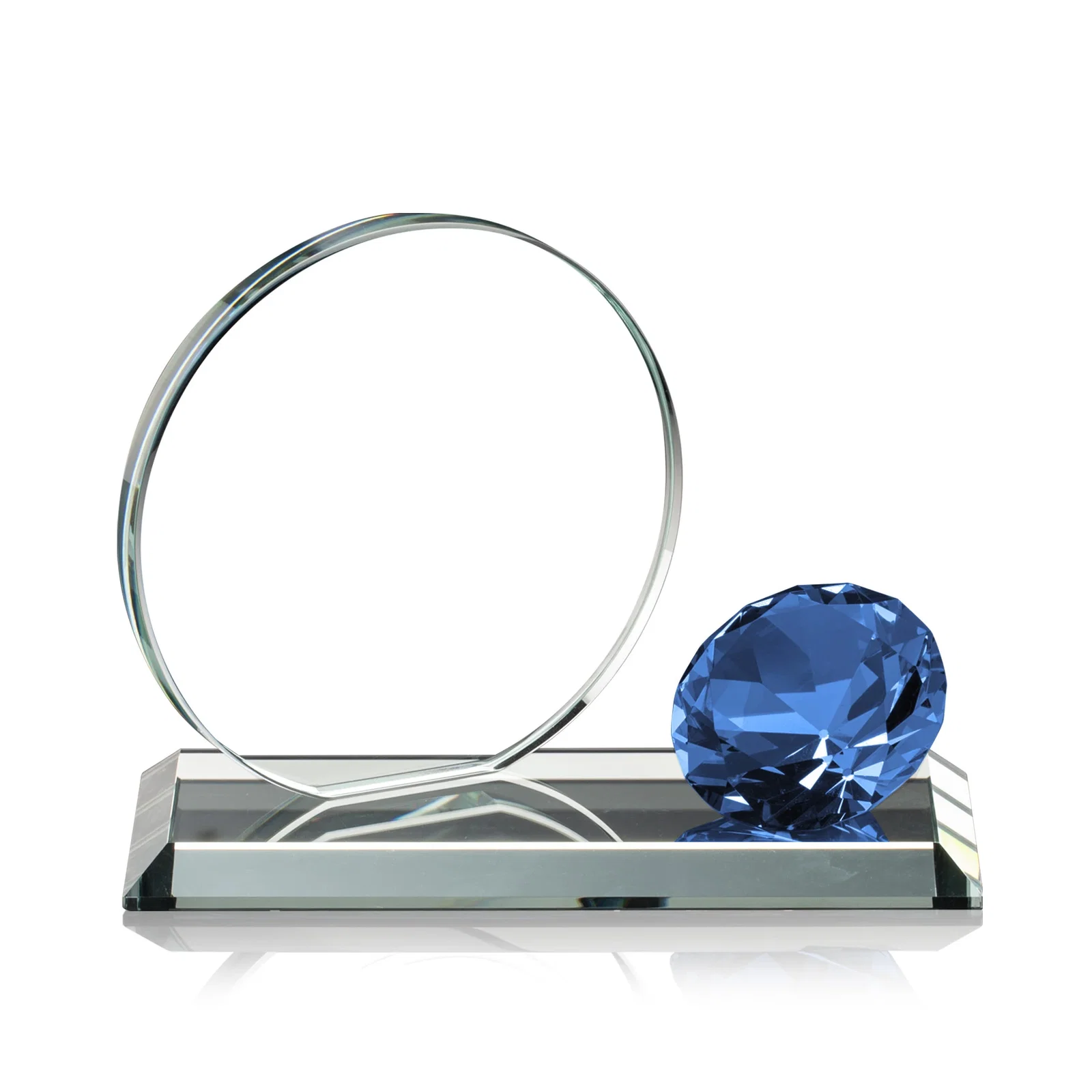 Promotional Starfire Crystal Disc Award With Gemstone Diamond Accent for safety achievement programs