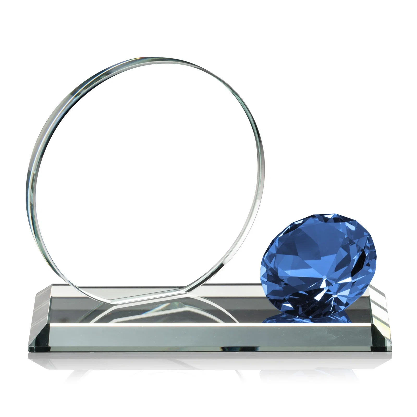 Promotional Starfire Crystal Disc Award With Gemstone Diamond Accent for dealer and partner awards
