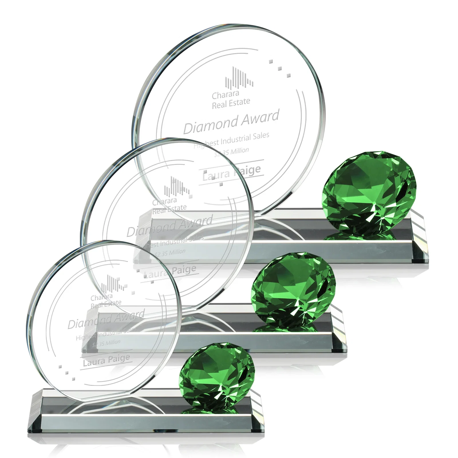 Custom Starfire Crystal Disc Award With Gemstone Diamond Accent for safety achievement programs